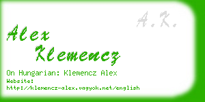 alex klemencz business card